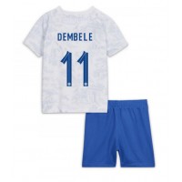 Camiseta Francia Ousmane Dembele #11 Visitante Equipación para niños Mundial 2022 manga corta (+ pantalones cortos)